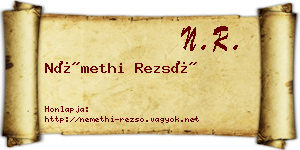 Némethi Rezső névjegykártya